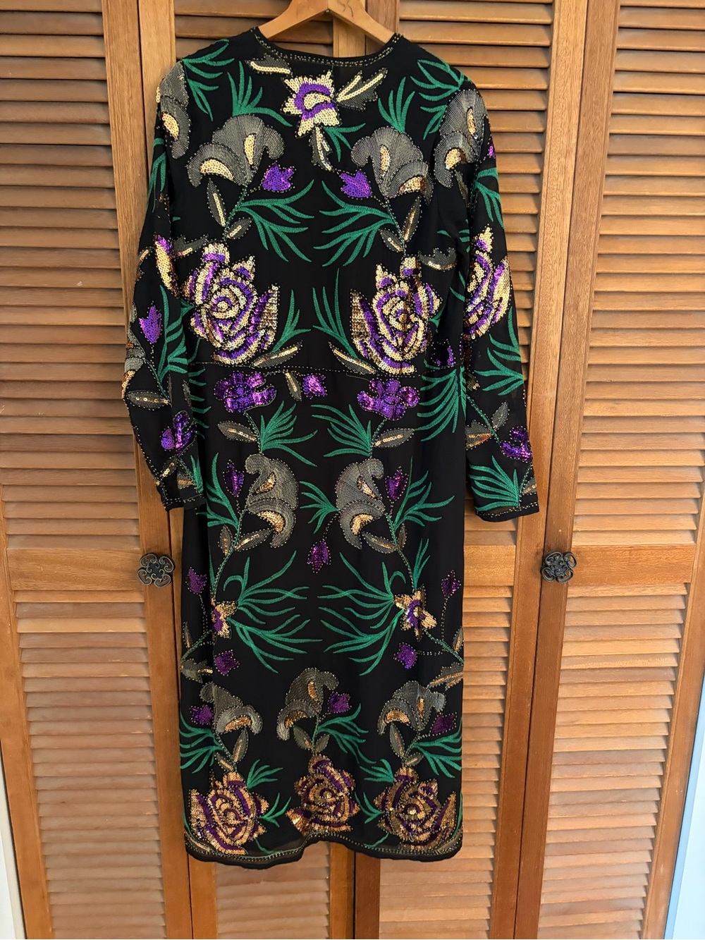 Nasty Gal Black sequined long sweater duster maximalist size medium floral - Picture 7 of 10